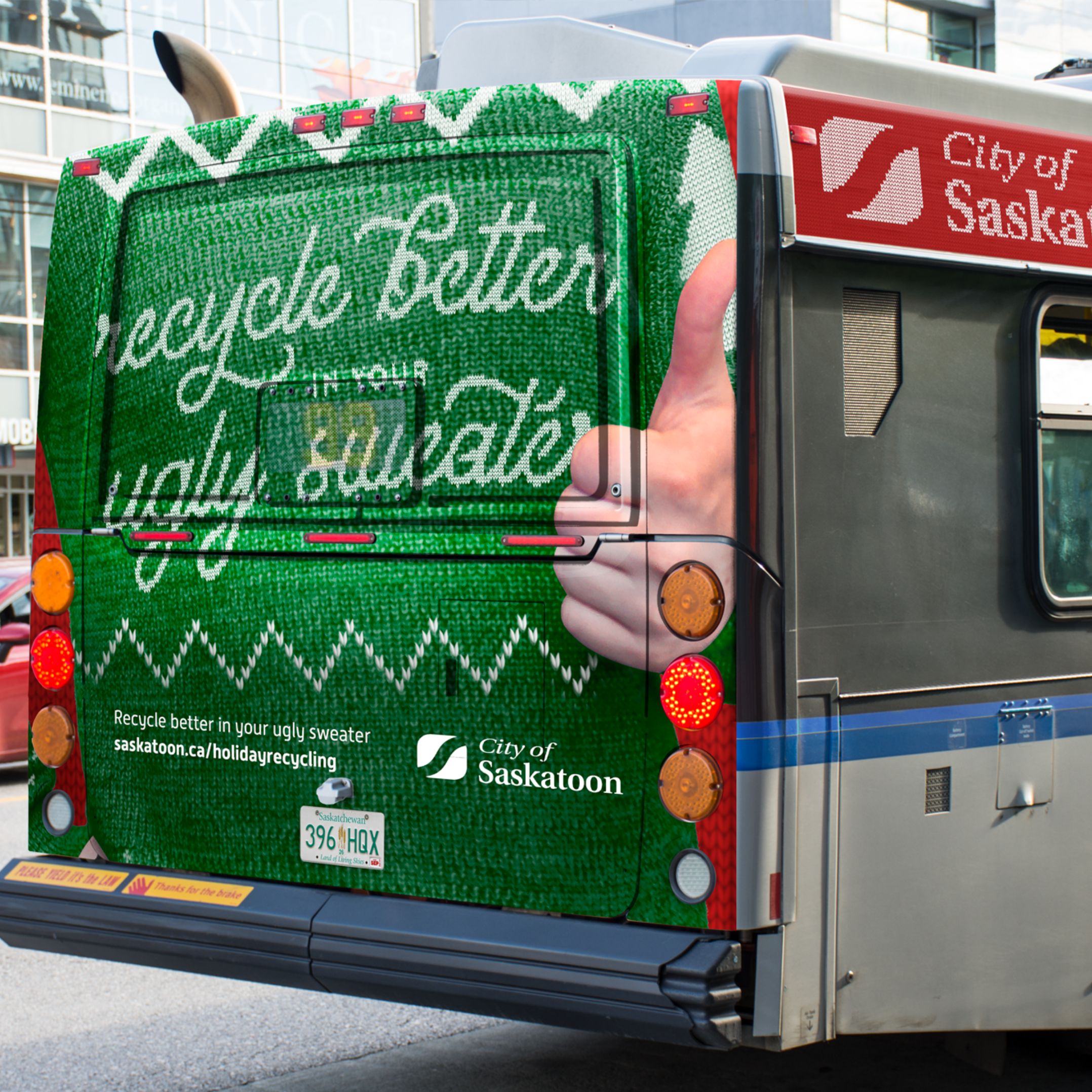 Saskatoon Holiday Recycling Campaign Bus Ad