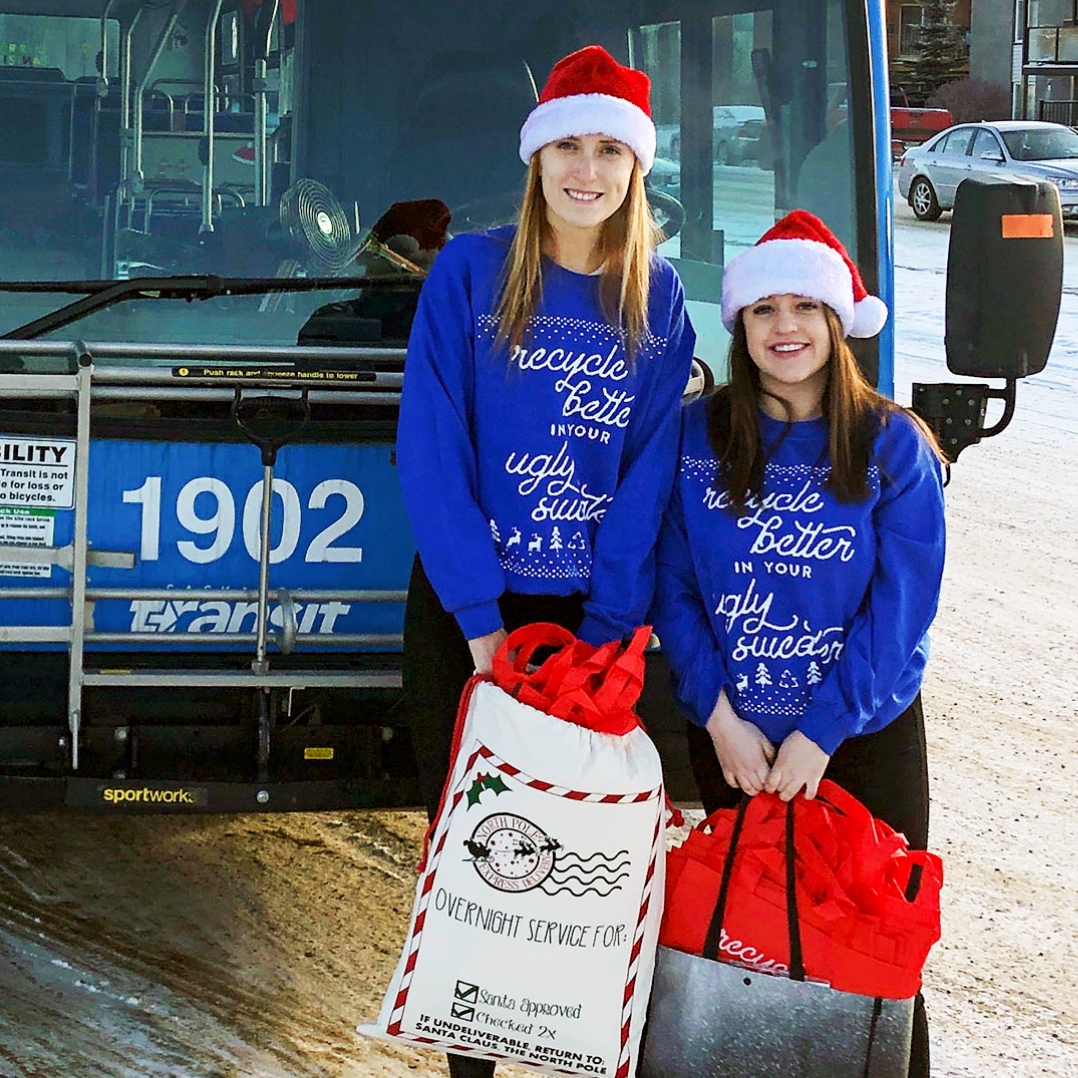 Saskatoon Holiday Recycling Campaign Staff in Branded shirts